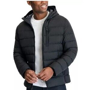Michael Kors Jacket Mens Large Black Hooded Premium Down Puffer Full Zip Winter